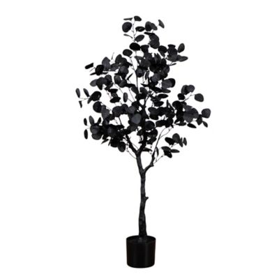 Nearly Natural 4 ft. Artificial Halloween Black Eucalyptus Tree