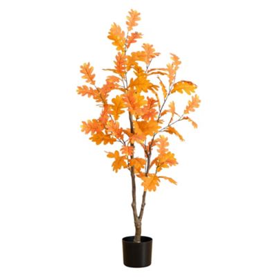 Nearly Natural 4 ft. Artificial Autumn Oak Tree