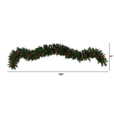 Image showing  9 ft. Mixed Pines & Pinecones Extra Wide Faux Christmas Garland with Warm White Lights