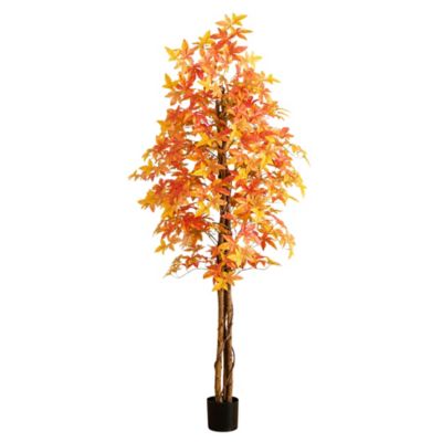 Nearly Natural 7 ft. Autumn Deluxe Maple Artificial Fall Tree