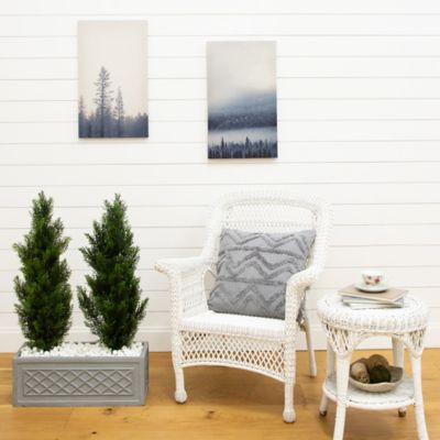 Image showing  3 ft. Artificial Cedar Pine Tree UV Resistant (Indoor/Outdoor) - Set of 2