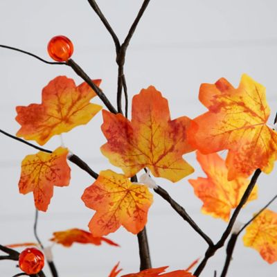 Image showing  4 ft. Pre-Lit Minimalist Autumn Maple Artificial Fall Tree with 56 LED Warm White & Orange Pumpkin Shaped Lights