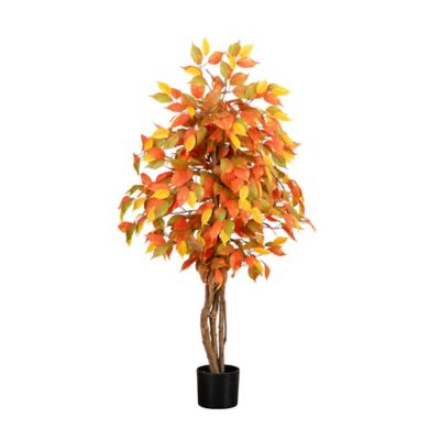 Nearly Natural 3 ft. Autumn Ficus Artificial Fall Tree