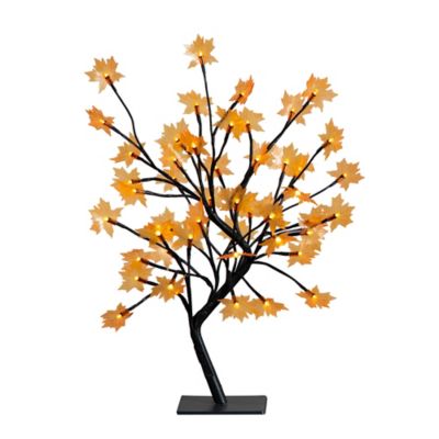 Nearly Natural 18 in. Pre-Lit Autumn Artificial Maple Fall Tree with 48 Warm White LED Maple Shaped Lights