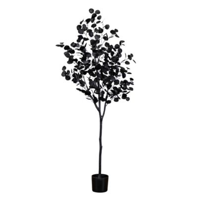 Nearly Natural 6 ft. Artificial Halloween Black Eucalyptus Tree