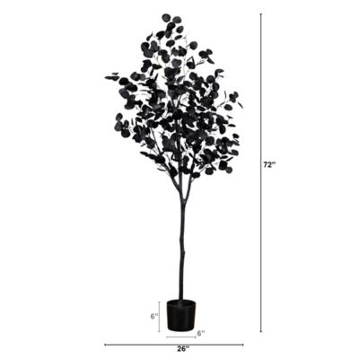 Image showing  6 ft. Artificial Halloween Black Eucalyptus Tree