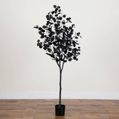 Image showing  6 ft. Artificial Halloween Black Eucalyptus Tree