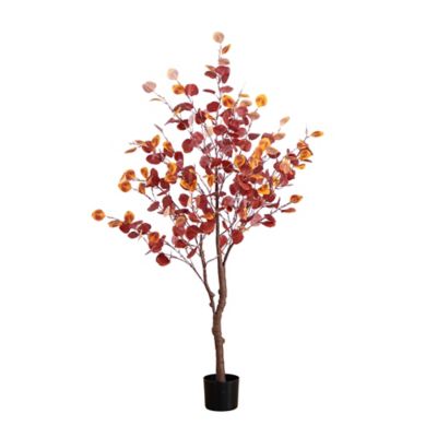 Nearly Natural 5 ft. Pre-Lit Autumn Eucalyptus Artificial Fall Tree with 220 Warm White LED Lights