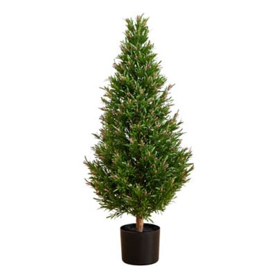 Nearly Natural 3 ft. UV Resistant Artificial Rosemary Cone Topiary Tree (Indoor/Outdoor)