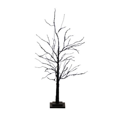 Nearly Natural 3 ft. Pre-Lit Halloween Black Twig Artificial Tree with 80 Orange & Purple LED Lights