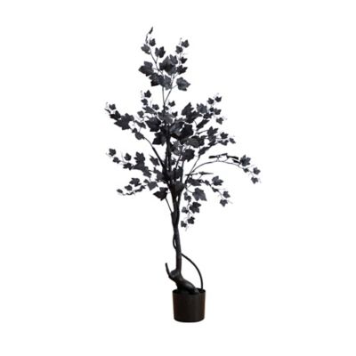 Nearly Natural 4 ft. Halloween Black Maple Artificial Fall Tree