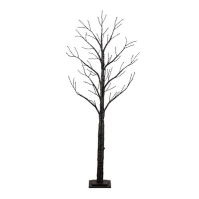 Nearly Natural 6 ft. Pre-Lit Artificial Halloween Twig Tree with 480 Orange & Purple LED Lights