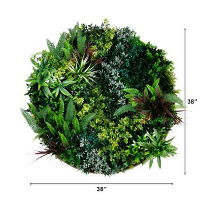 Image showing  38 in. UV Resistant Virgin Islands Artificial Living Wall Art Panel in Gold Aluminum Frame (Indoor/Outdoor)