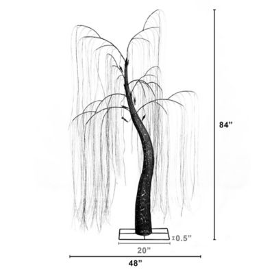 Image showing  7 ft. Pre-Lit Artificial Halloween Black Willow Tree with 600 Purple and Orange Dual Color LED Lights