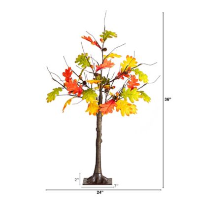 Image showing  3 ft. Pre-Lit Autumn Maple Artificial Fall Tree with Pinecones, Acorns and 36 Warm White LED Lights
