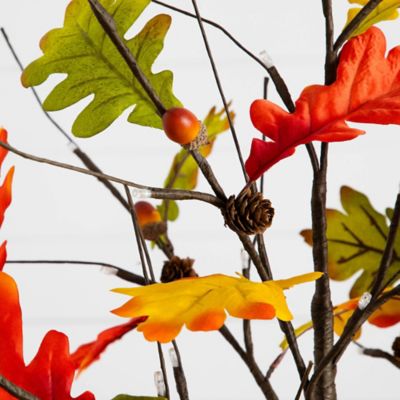 Image showing  3 ft. Pre-Lit Autumn Maple Artificial Fall Tree with Pinecones, Acorns and 36 Warm White LED Lights