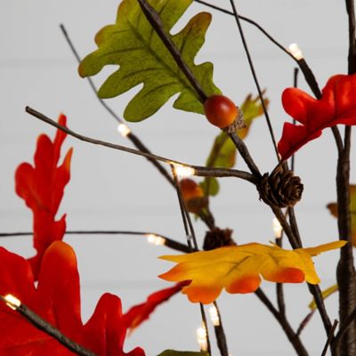 Image showing  3 ft. Pre-Lit Autumn Maple Artificial Fall Tree with Pinecones, Acorns and 36 Warm White LED Lights
