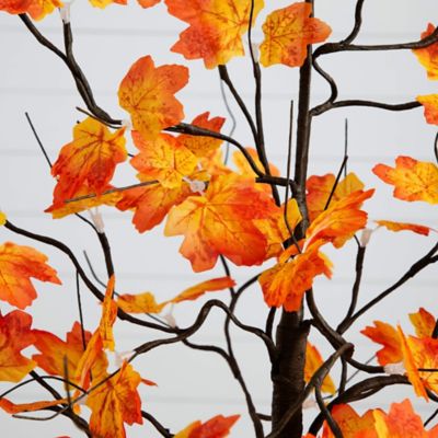 Image showing  4 ft. Pre-Lit Minimalist Autumn Maple Artificial Fall Tree with 56 Warm White LED Lights