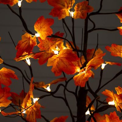 Image showing  4 ft. Pre-Lit Minimalist Autumn Maple Artificial Fall Tree with 56 Warm White LED Lights