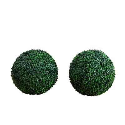 Nearly Natural 12 in. UV Resistant Artificial Boxwood Ball (Indoor/Outdoor) - Set of 2