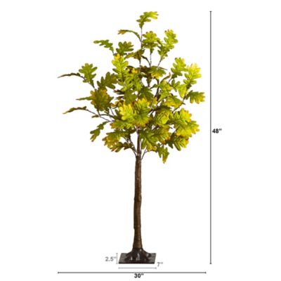 Image showing  4 ft. Pre-Lit Green Autumn Oak Artificial Fall Tree with 150 Warm White LED Lights