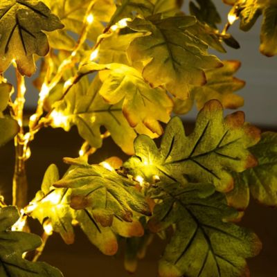 Image showing  4 ft. Pre-Lit Green Autumn Oak Artificial Fall Tree with 150 Warm White LED Lights