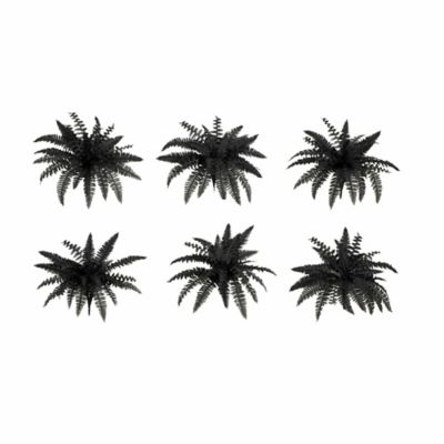 Nearly Natural 19 in. Artificial Halloween Black Boston Fern - Set of 6