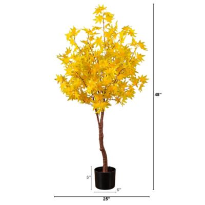 Image showing  4 ft. Pre-Lit Yellow Autumn Maple Artificial Fall Tree with 150 Warm White LED Lights