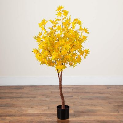 Image showing  4 ft. Pre-Lit Yellow Autumn Maple Artificial Fall Tree with 150 Warm White LED Lights