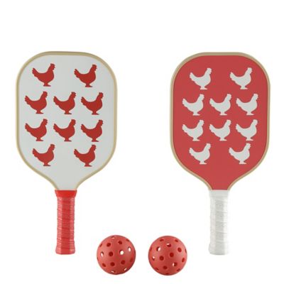 Red Shed Chicken Print Pickleball Set
