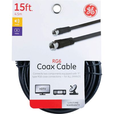 Image showing  RG6 Coaxial Cable with F-Type Connectors, Black (15 ft.)