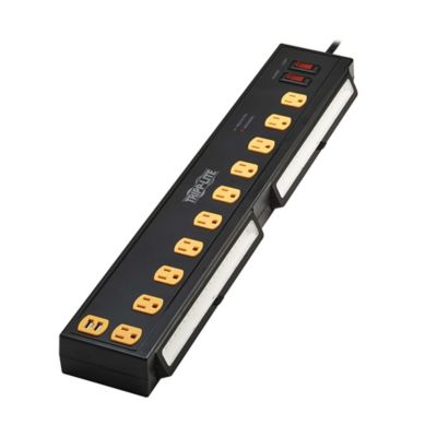 Image showing 7 th Tripp Lite Protect It! 1,350-Joules Surge Protector with 2 Swivel Light Bars, 10 Outlets with 2 USB Ports, 6ft. Cord, TLP1006USB