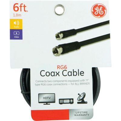 Image showing  RG6 Coaxial Cable with F-Type Connectors, Black (6 ft.)