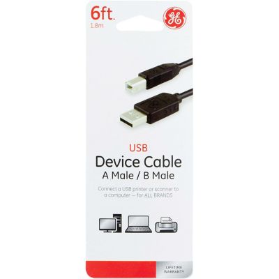 Image showing  A-Male to B-Male USB 2.0 Cable, 6 ft., Black, 33760