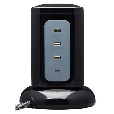 Image showing  Protect It! 1,800-Joules Surge Protector Tower, 6 Outlets with 4 USB Ports, 8-ft. Cord, TLP606UCTOWER