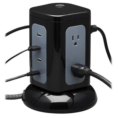 Image showing  Protect It! 1,800-Joules Surge Protector Tower, 6 Outlets with 4 USB Ports, 8-ft. Cord, TLP606UCTOWER