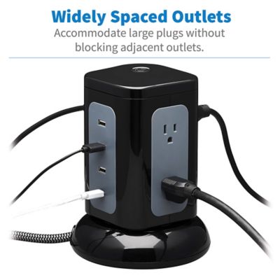 Image showing 5 th Tripp Lite Protect It! 1,800-Joules Surge Protector Tower, 6 Outlets with 4 USB Ports, 8-ft. Cord, TLP606UCTOWER