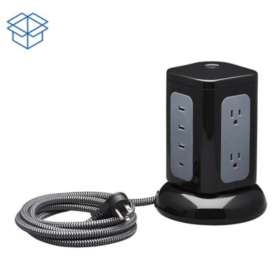 Image showing 8 th Tripp Lite Protect It! 1,800-Joules Surge Protector Tower, 6 Outlets with 4 USB Ports, 8-ft. Cord, TLP606UCTOWER