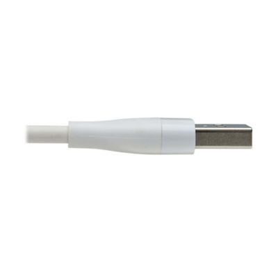 Image showing  Safe-IT Universal USB-A to Lightning, USB Micro-B, and USB-C Charge and Sync Antibacterial Cable, White, 4 Ft.