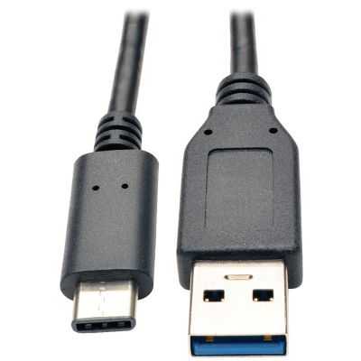 Tripp Lite USB-C Male to USB-A Male 3.1 Gen 1 Cable, Thunderbolt 3 Compatible, 3 ft., U428-003