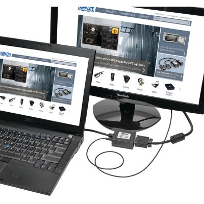 Image showing  1900 x 1200 HDMI Male to VGA Female Converter Cable Adapter with 3.5-mm Stereo Audio Jack, 6 In., Black, P131-06N