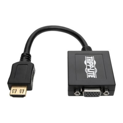 Image showing 9 th Tripp Lite 1900 x 1200 HDMI Male to VGA Female Converter Cable Adapter with 3.5-mm Stereo Audio Jack, 6 In., Black, P131-06N