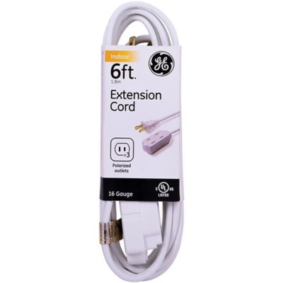Image showing  Polarized Indoor Extension Cord, 3 Outlets with Twist-to-Close Covers, 6 Ft. Cord, White, 51937