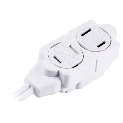 Image showing 5 th GE Polarized Indoor Extension Cord, 3 Outlets with Twist-to-Close Covers, 6 Ft. Cord, White, 51937