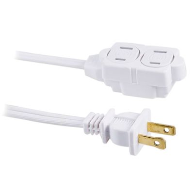Image showing 6 th GE Polarized Indoor Extension Cord, 3 Outlets with Twist-to-Close Covers, 6 Ft. Cord, White, 51937