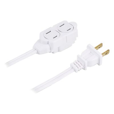 Image showing 7 th GE Polarized Indoor Extension Cord, 3 Outlets with Twist-to-Close Covers, 6 Ft. Cord, White, 51937