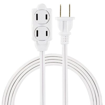 Image showing 8 th GE Polarized Indoor Extension Cord, 3 Outlets with Twist-to-Close Covers, 6 Ft. Cord, White, 51937