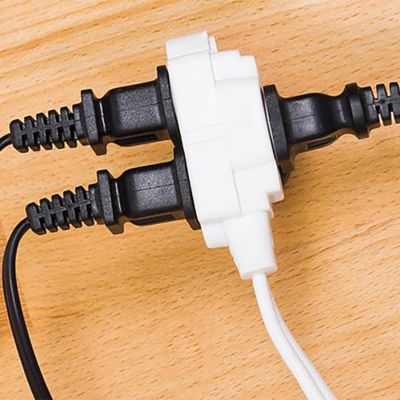 Image showing 9 th GE Polarized Indoor Extension Cord, 3 Outlets with Twist-to-Close Covers, 6 Ft. Cord, White, 51937