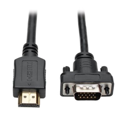 Image showing 6 th Tripp Lite 1900 x 1200 at 60 Hz HDMI Male to VGA Male Low-Profile Active Adapter Cable, 6 ft., Black, P566-006-VGA