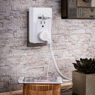 Image showing  4-Outlet Direct Plug-in Wall Tap with USB Ports, White, MP18HO007, 2 Pack